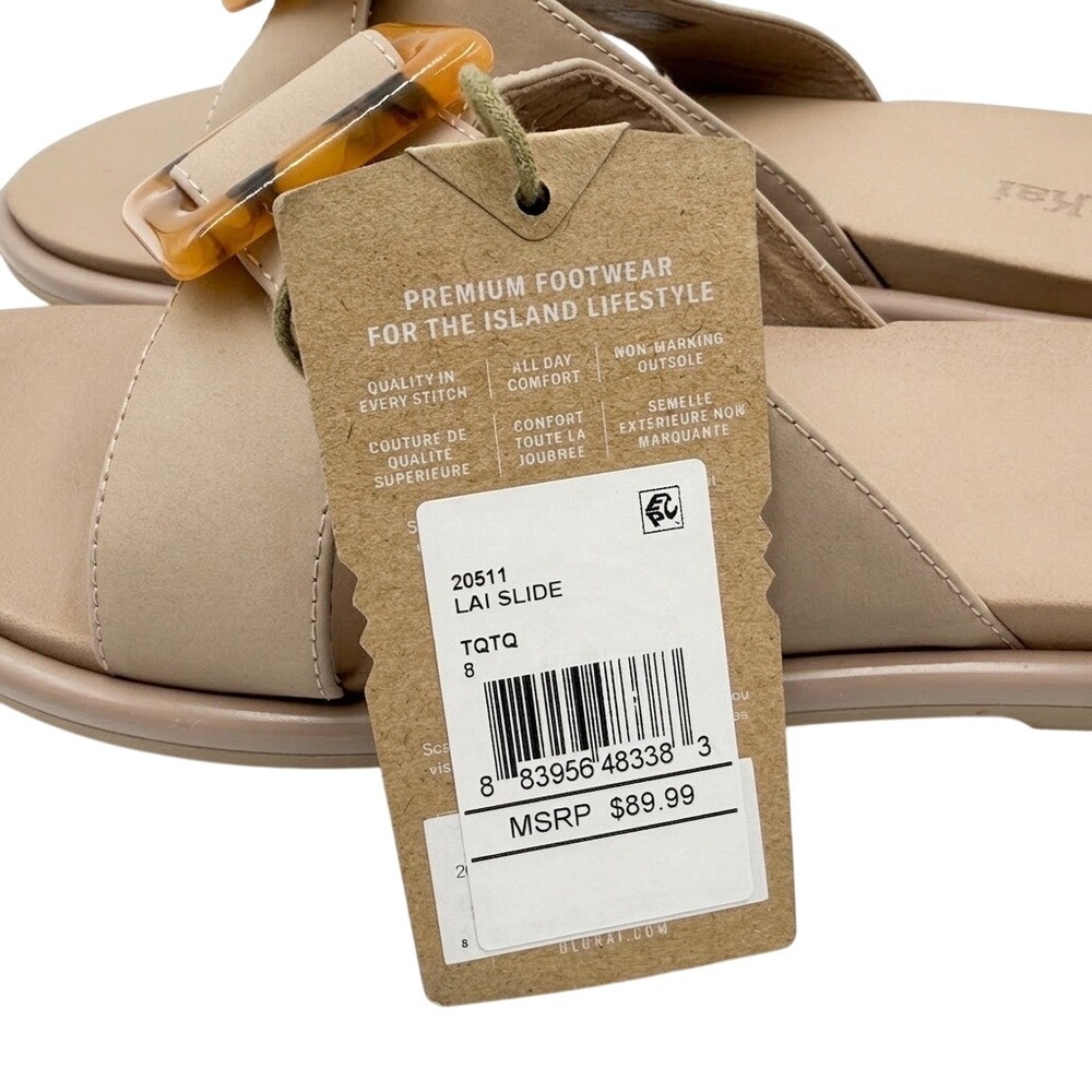 OluKai La'i Slide Sandals Taupe Tortoise Buckle 20511-TQTQ Women's 8 **NEW** - Picture 5 of 6